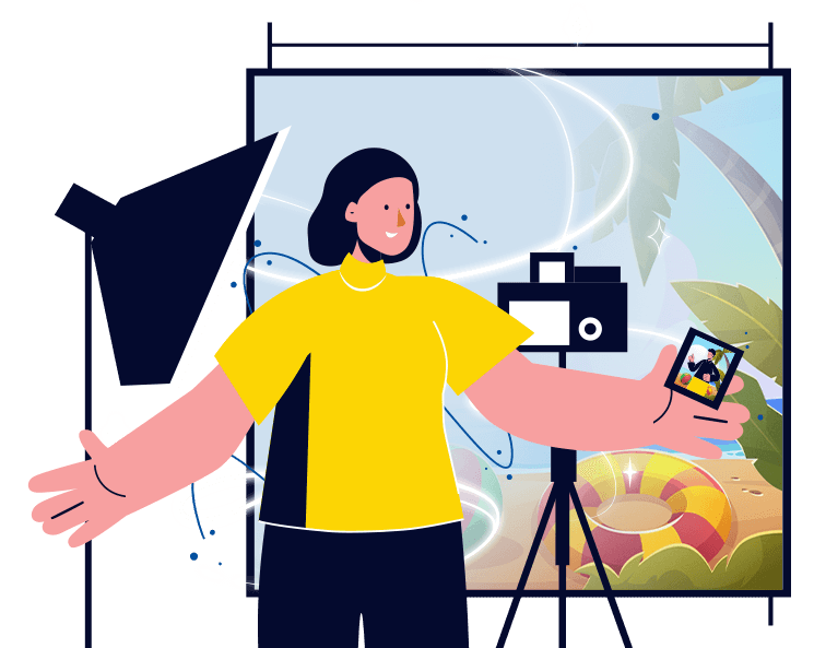 Removing girl from background using AI illustration